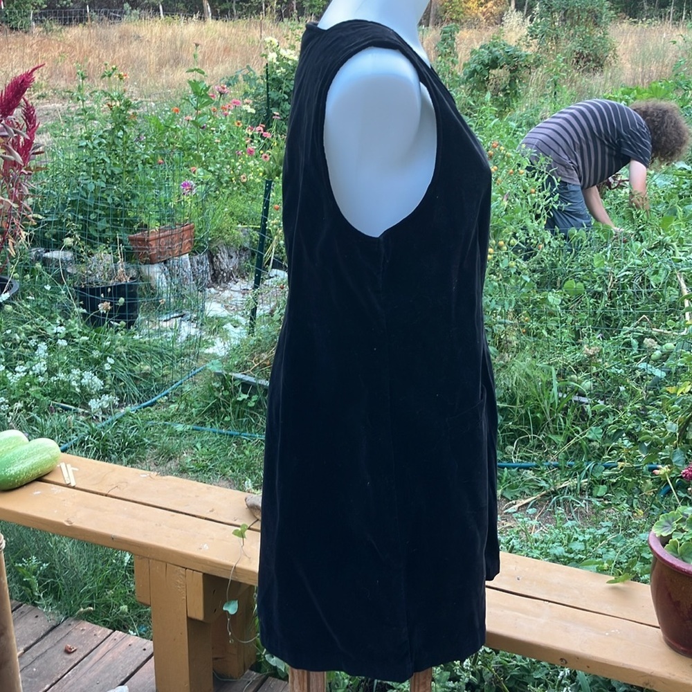 Eddie Bauer Vintage with tag Black Sleeveless velvet jumper Mini Dress Large - Picture 4 of 7